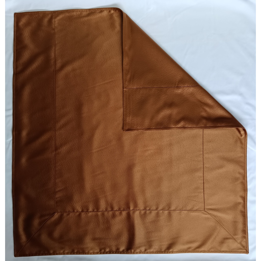 #ผ้าปูรองนั่งพระ ผ้าหนังเทียมลายชามัวร์ (พรีเมี่ยม)สีแก่น สีพระราชนิยม สีส้ม  ผ้านิสีทนะ สำหรับพระสงฆ์