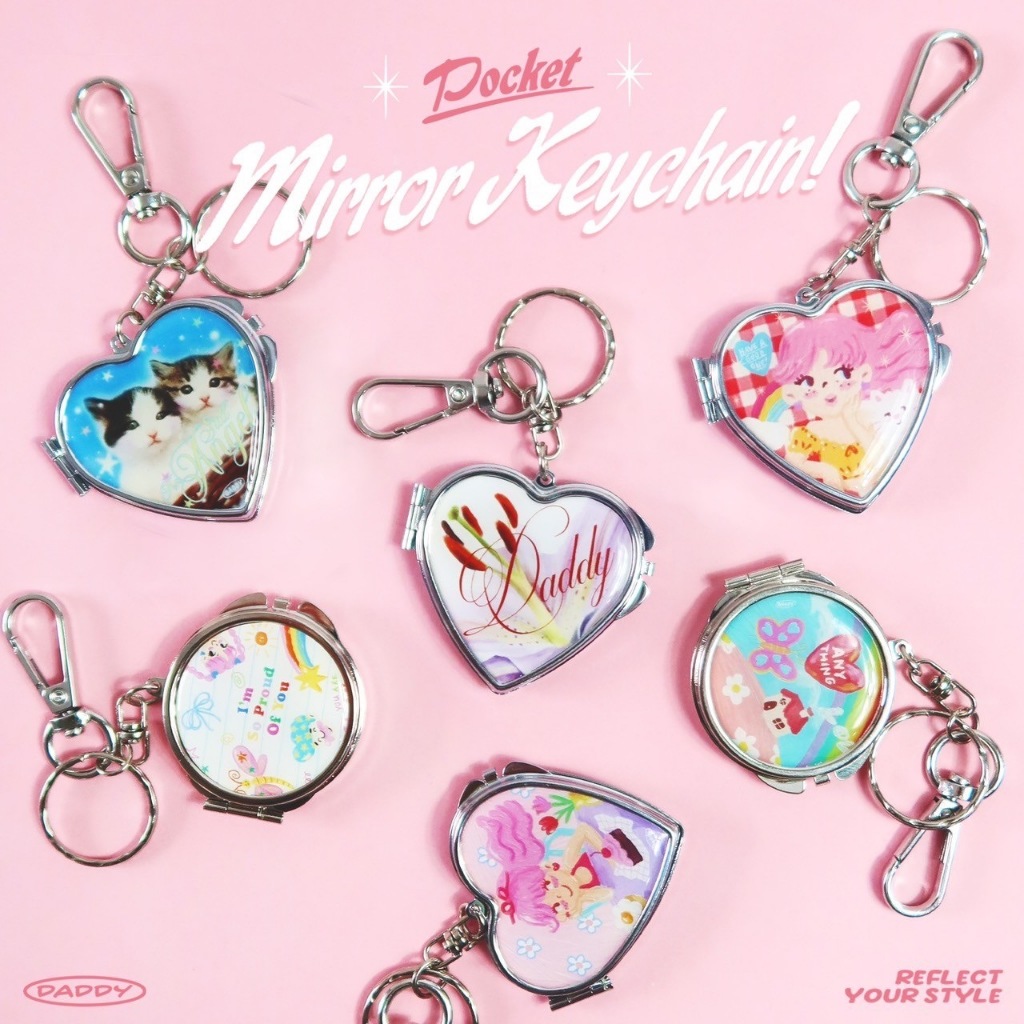 DADDY | Pocket Mirror Keychain พวงกุญแจกระจกพกพา 6 ลายใหม่ สุดน่ารัก