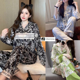 🌼(ราคาถูกที่สุด)ชุดนอนผู้หญิง， ผ้าซาตินชั้นสูง，ลายการ์ตูนดอก…