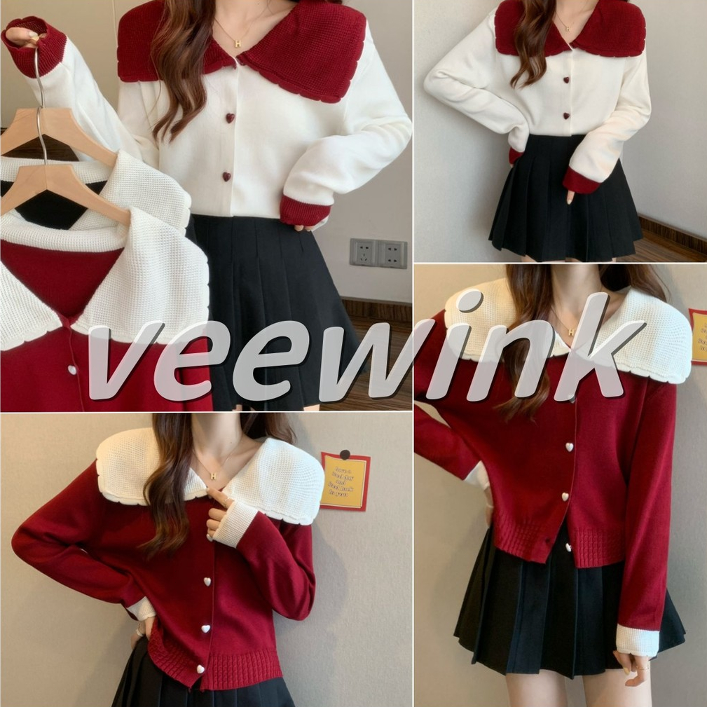 Veewink พร้อมส่งจากกรุงเทพฯ เสื้อสเวตเตอร์คริสต์มาส❤สีสวยมากๆ❤เสื้อกันหนาว แขนยาว คอกลม เสื้อคาร์ดิแกน แกนปั่นด้าย