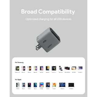 AUKEY PA-C2 Comet 45W หัวชาร์จ GaN ชาร์จเร็ว PD/PPS ชาร์จไว Samsung S25 และ iPhone 17 ไม่ต้องรอนาน!