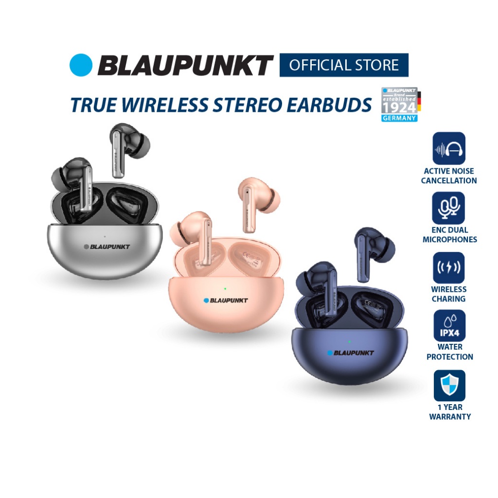 BLAUPUNKT หูฟังบลูทูธไร้สาย TRUE WIRELESS STEREO EARBUDS กันน้ำระดับ IPX5 รุ่น ULTRA ONE เชื่อมต่อง่าย ตัดเสียงรบกวน