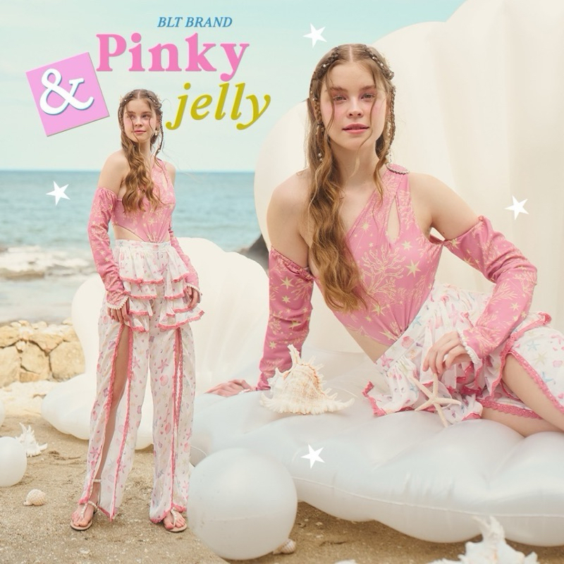 ชุดเซ็ท ชุดว่ายน้ำ 2ชิ้น สีชมพู S ป้าย Bellita มือ1