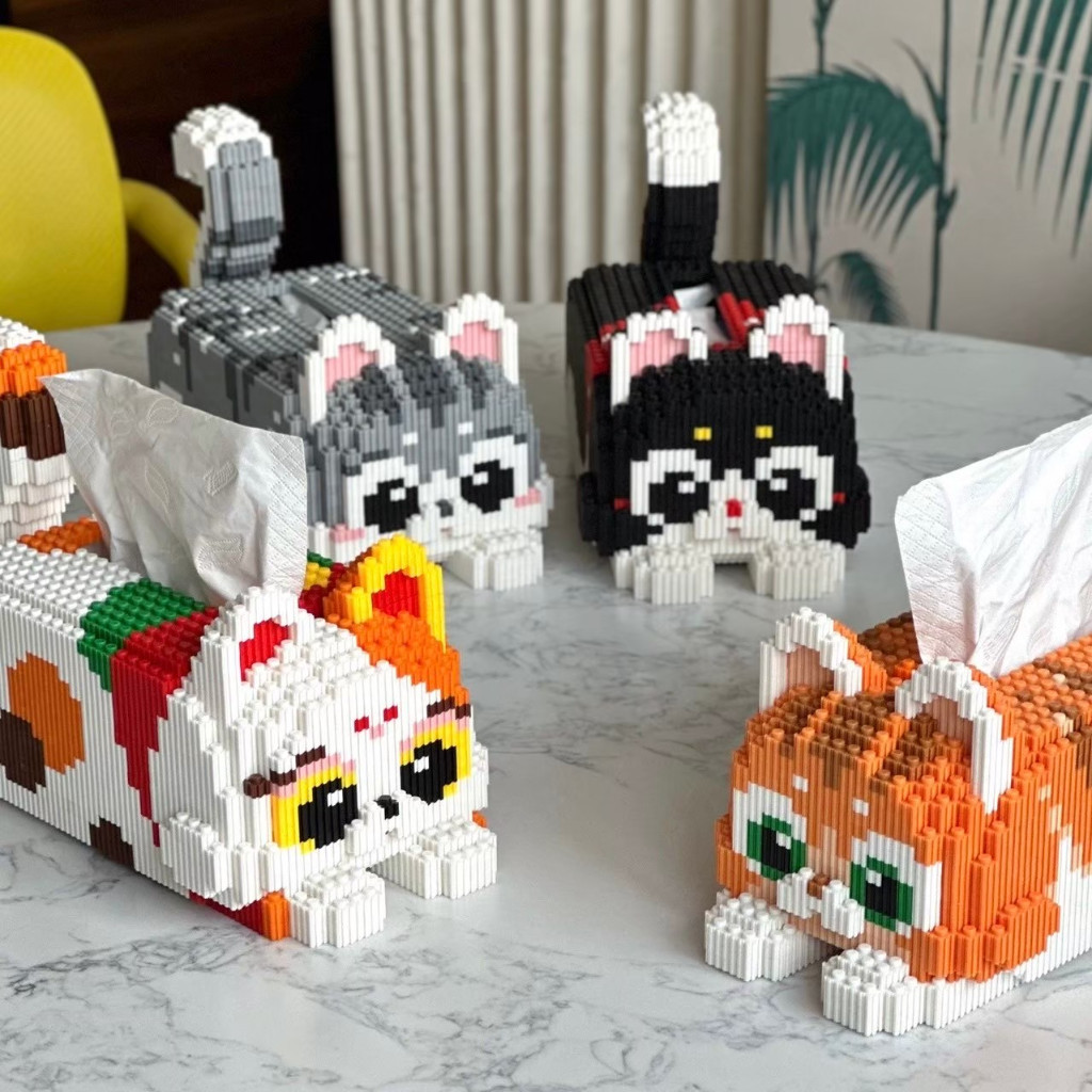 ส่งด่วน🍣 ตัวต่อ บล็อกตัวต่อ แมวน่ารัก Neko ทาสแมว cat gift กล่องทิชชู่ Tissue box น่ารักมาก
