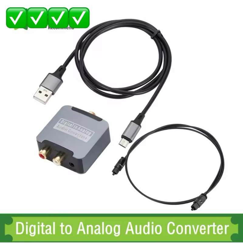 ตัวแปลงเสียงDACดิจิตอลเป็นแอนะล็อกดิจิตอล SPDIF ออปติคอลไปยังอะนาล็อก L/R RCA Converter เป็นอะแดปเตอ