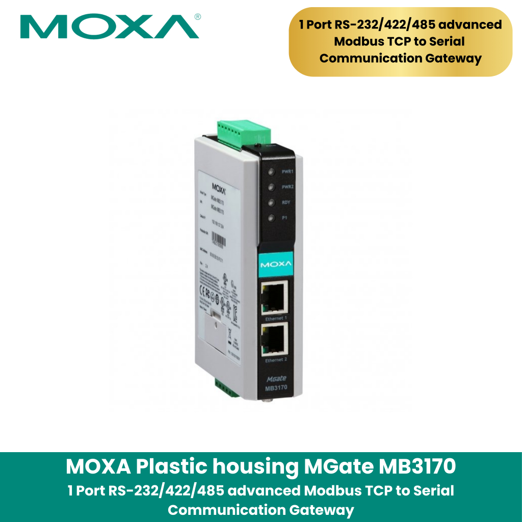 MOXA MGate MB3170 1 Port RS-232/422/485 advanced Modbus TCP to Serial Communication Gateway