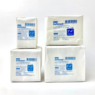 Longmed Softmed ผ้าก๊อซฝ้าย 100% ห่อบรรจุ 100 แผ่น ซอฟท์เมด Gauze Swabs 8-ply