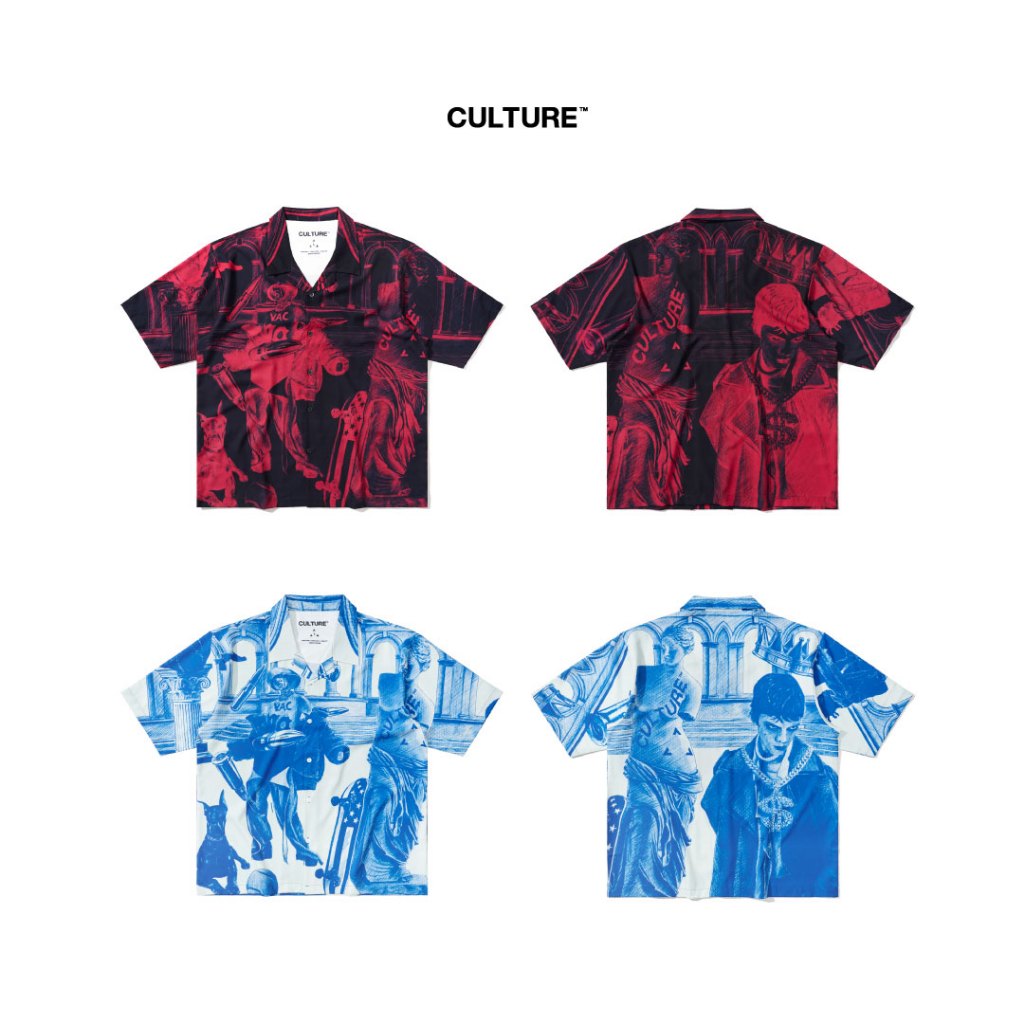 Culture Greed by Legacy Bowling Shirt White & Red | เสื้อฮาวาย | เสื้อเชิ้ต | เสื้อแฟชั่น
