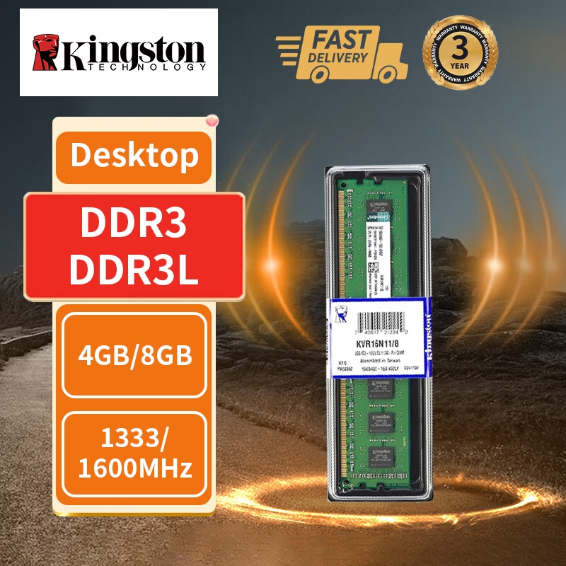 【การจัดส่งที่รวดเร็ว】Kingston Dektop Ram DDR3 DDR3L 4GB 8GB 1333 1600MHz 1.35V 1.5V Memory PC Ram Dimm 240-pin Desktop