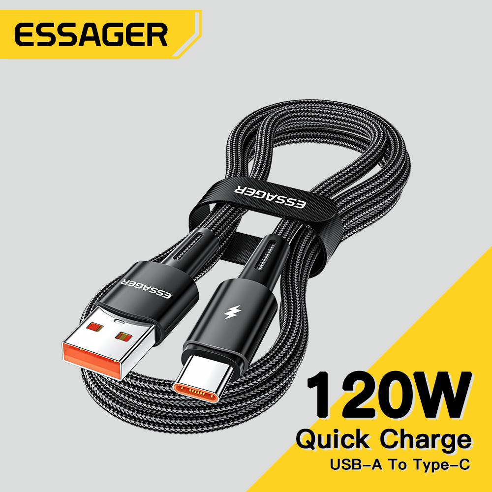 Essager สายเคเบิล USB ถึง Type C 120W 6A ชาร์จเร็ว สายเคเบิล A ถึง C สำหรับ Xiaomi