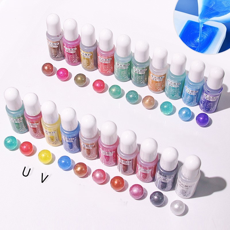 เอสเซ้นส์สีมัน สีน้ำสีมันวาว ผสมเรซิ่น สี Uv/ab 20สี