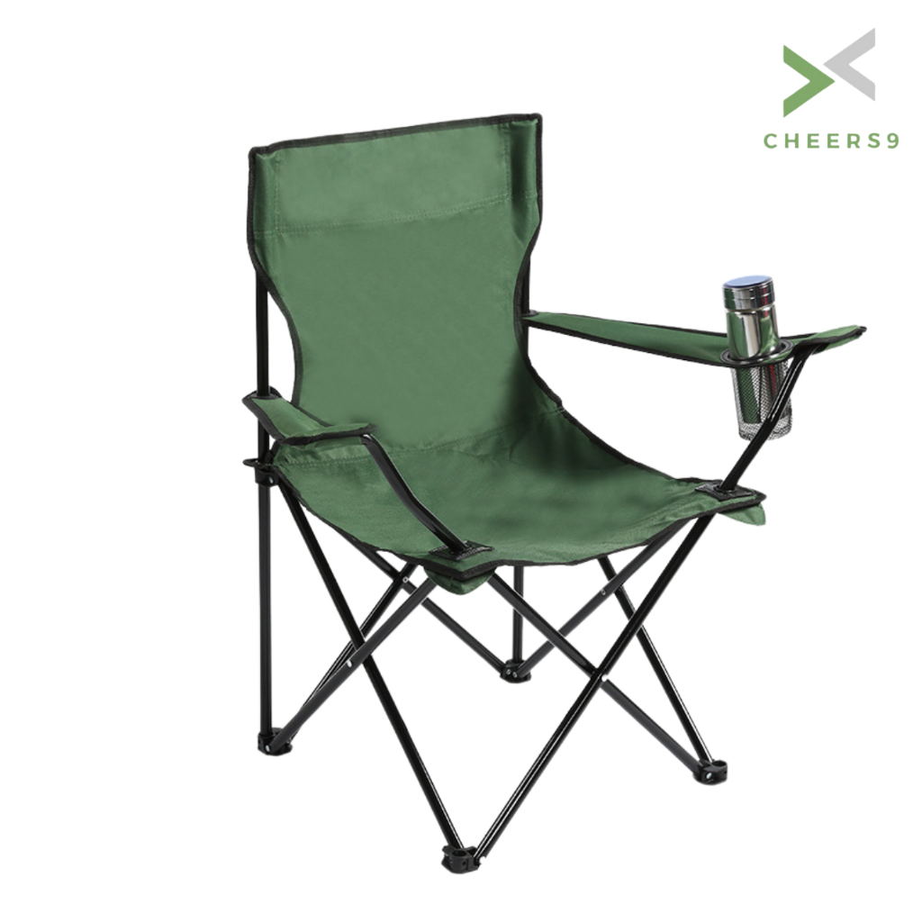 เก้าอี้สนาม เก้าอี้พับได้ พร้อมที่วางแก้ว Camping Chair ทนทาน สามารถรับน้ำหนักได้ดี Cheers9