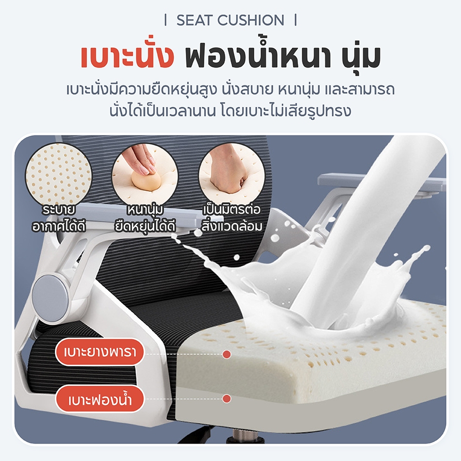 เก้าอี้สำนักงาน สีดำ สีพาสเทล มีที่รองศรีษะ สามารถเอนหลังได้ B400 B600 เก้าอี้ BG - รูปที่ 4