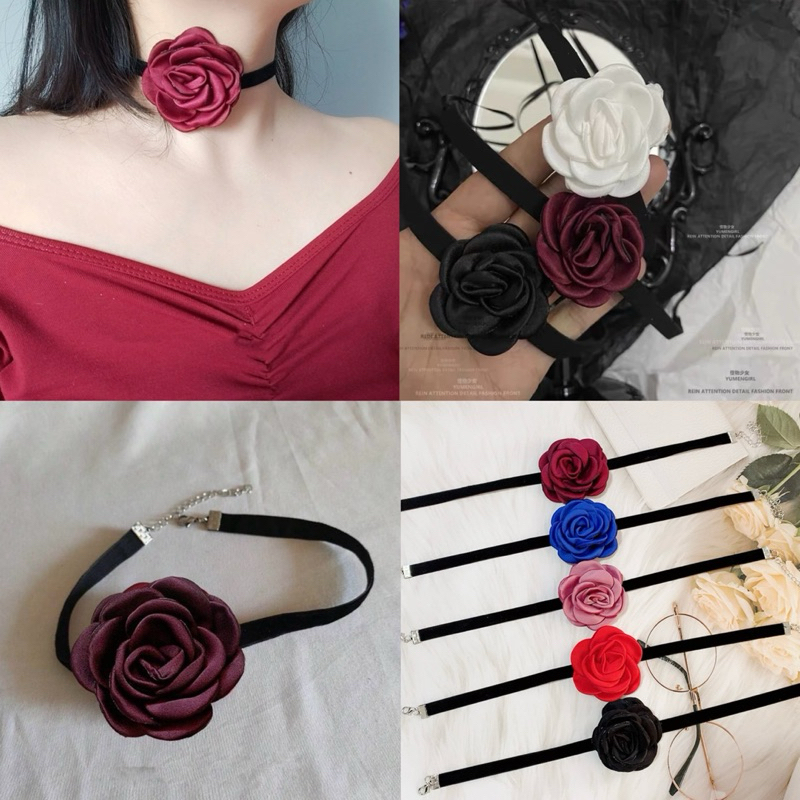 โชคเกอร์ สร้อยคอสุดหรู โชคเกอร์ดอกไม้ โชคเกอร์กุหลาบ สาวเวียดนาม