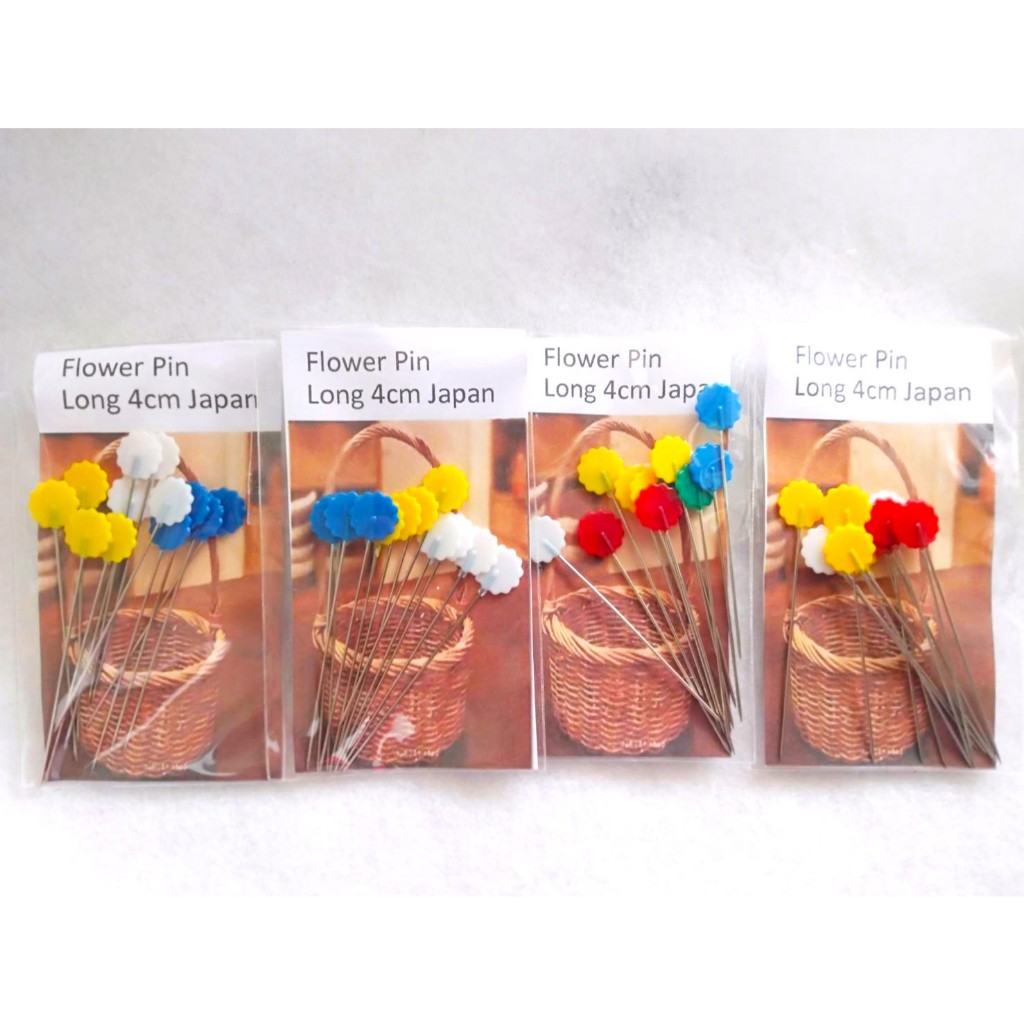 เข็มหมุดหัวดอกไม้ ทนความร้อน!! (แพ็ด 12 ชิ้น) Celluloid Flower Pin Cellulose-Head Pins