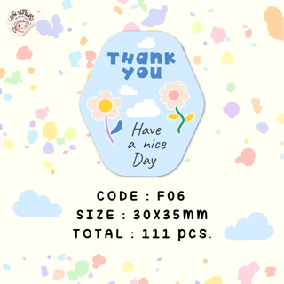 สติ๊กเกอร์ขอบคุณ thank you Flower ดอกไม้ มีให้เลือก 6 แบบ