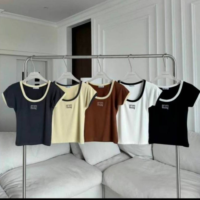 PT033 เสื้อยืด Rayon แต่งขอบปัก PROMTHONG
