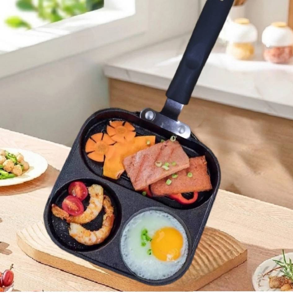 กระทะทอดไข่ดาว ไข่เจียว 3 หลุม เคลือบNon-Stick ลายหินอ่อน กระทะทำอาหารเช้า T-223