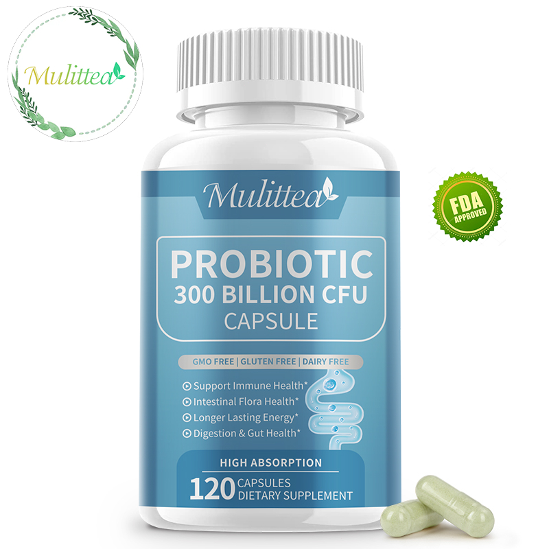 Mulittea Probiotic Hard Capsules 300Billion CFU โปรไบโอติก เสริมภูมิคุ้มกัน ระบบย่อยอาหาร ลำไส้ ให้พลังงานยาวนาน 120เม็ด