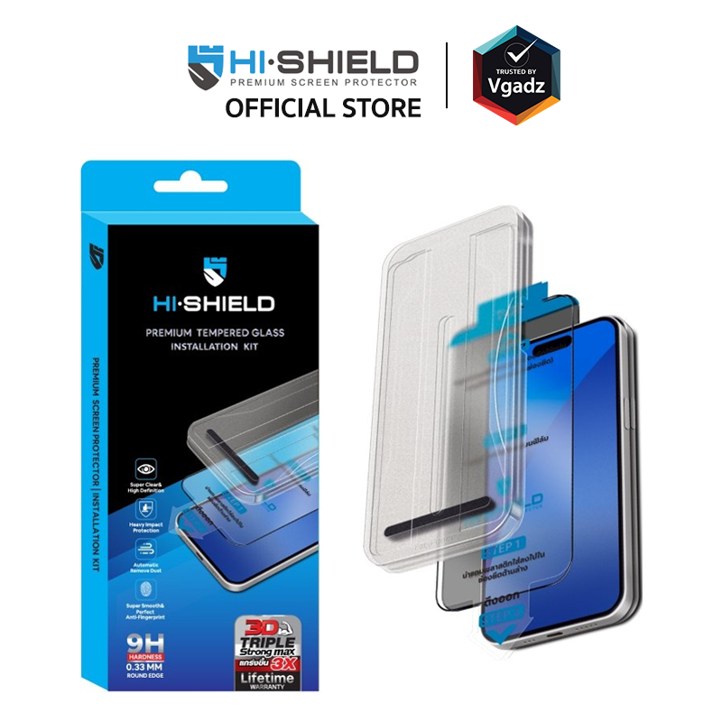 Hishield ฟิล์มกระจกสำหรับ iPhone 16 Pro / 16 Pro Max รุ่น 3D Triple Strong Kit