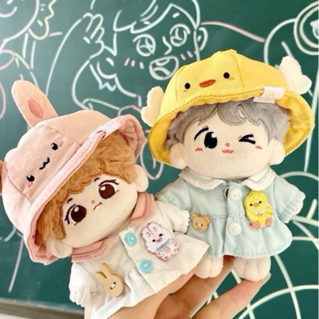 เซ็ทเดรส + หมวก สำหรับตุ๊กตาขนาด 10/15/20 cm (ใส่น้องหมีเนยได้)