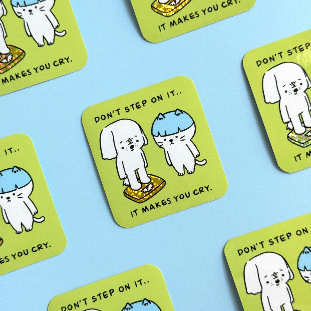 Don't Step On It Glitter Sticker สติกเกอร์กลิตเตอร์ ลายน้องแมว น้องหมา | Jormation