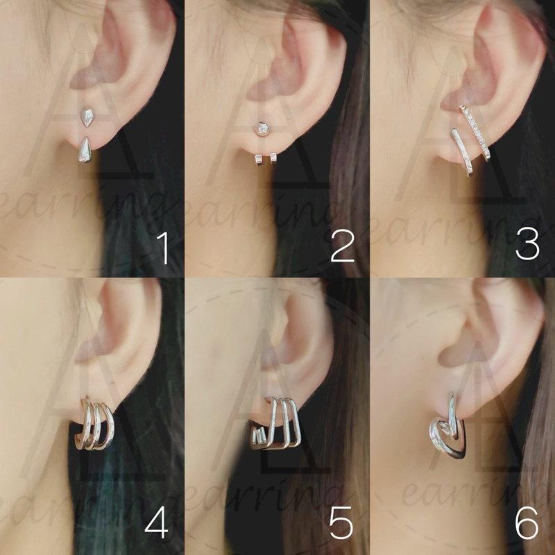 [3] ต่างหูติดหูขนาดใหญ่ สไตล์เกาหลี พร้อมแป้นโลหะทรงจุกน้ำเต้า สินค้าพร้อมส่ง