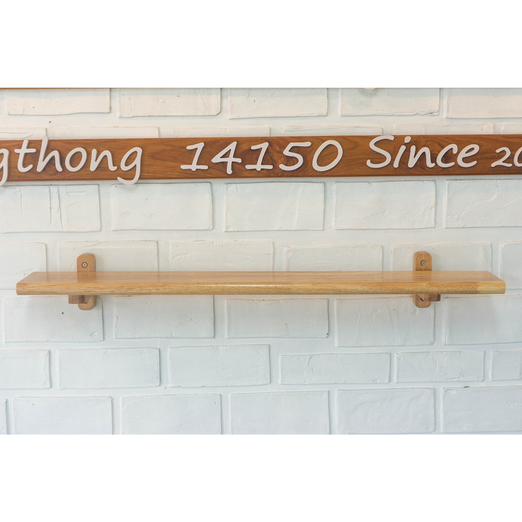 ชั้นวางของติดผนังงานแฮนด์เมด ไม้ยางพาราประสานเกรดAAหนา 20มม กว้าง10cm  รุ่นขาโค้ง แข็งแรงรับน้ำหนักได้ดี