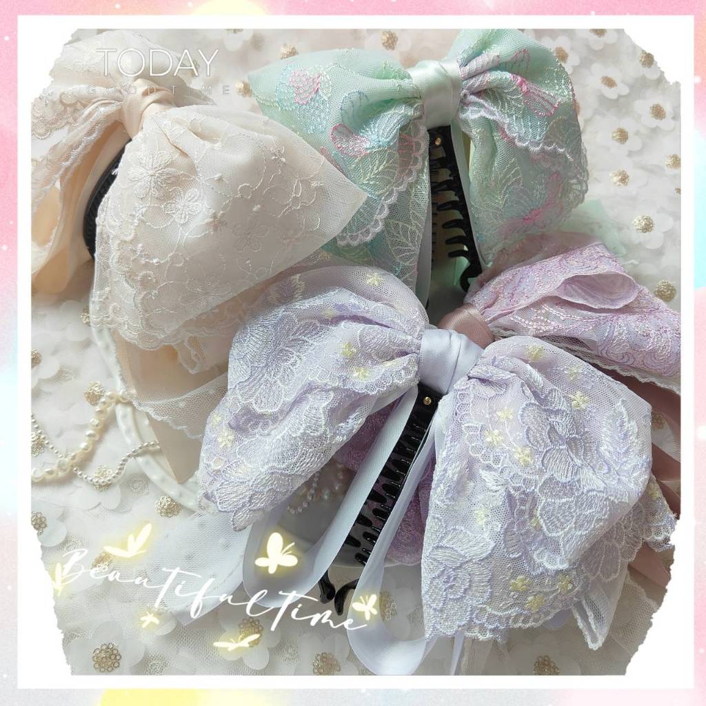 A Dream (4สี)กิ๊บกล้วยผ้าลูกไม้ทรงโบว์หวานๆ4โทนสีหวานขายดี มี2ไซร์M/ไซร์L (พร้อมส่ง )