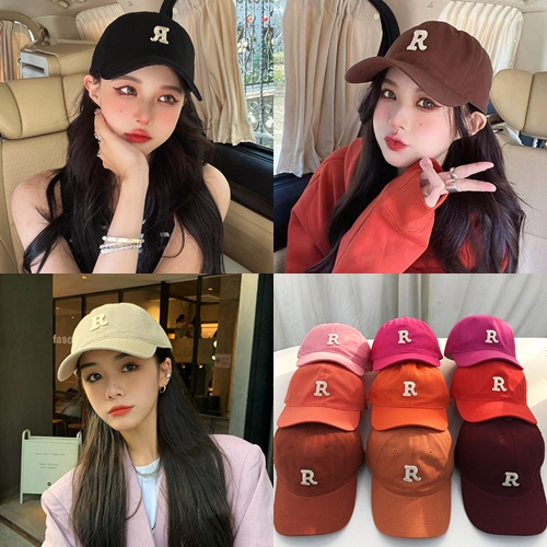 หมวกแก๊ป_R เ่ล็ก Cap Hat ใส่กันแดด ลายปัก มีหลายสี ฟรีไซต์ สำหรับผู้ชาย และผู้หญิง ราคาถูก พร้อมส่ง