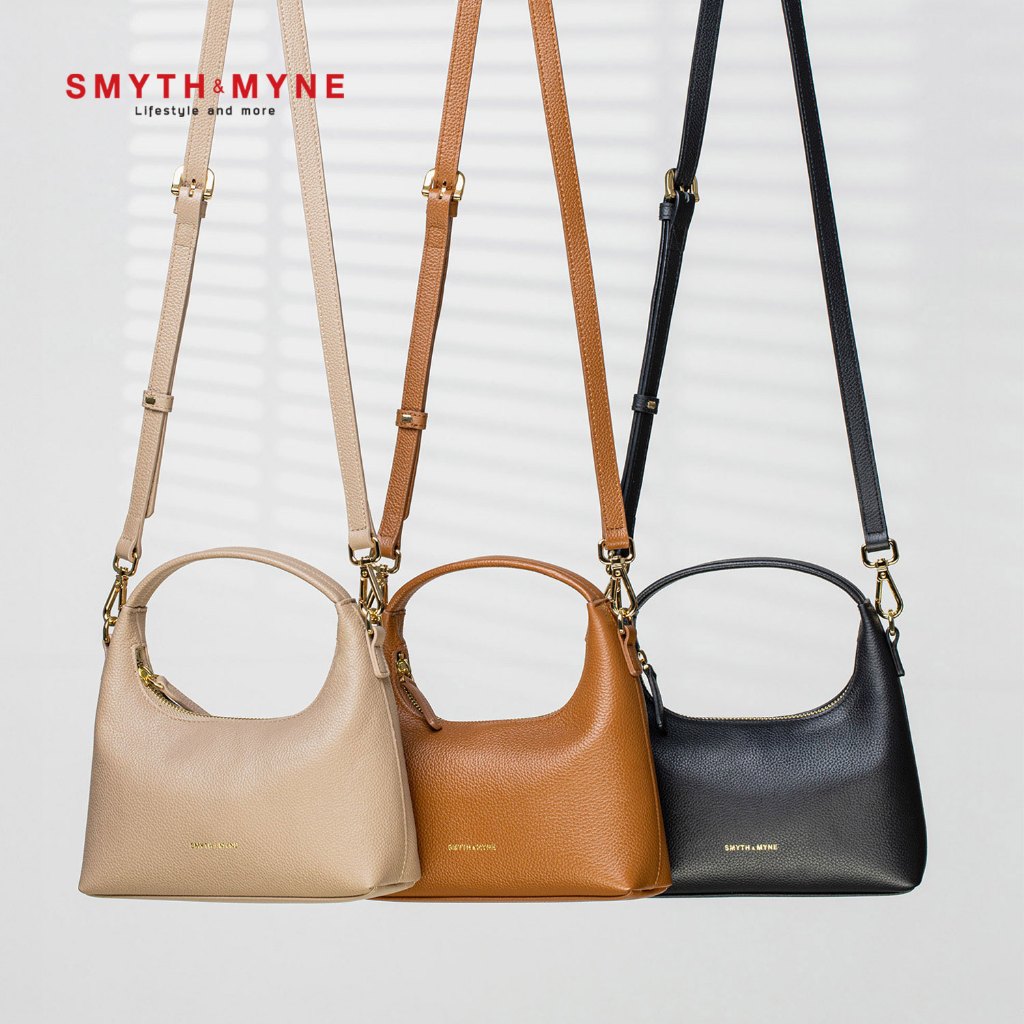 SMYTH & MYNE กระเป๋าหนังแท้แบรนด์ไทย Mini Hobo หนังซอฟต์อัดลาย รุ่น Every