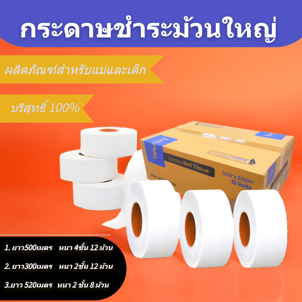 ☘️( ลูกค้าใหม่ 1 บาท⚡)☘️ [ ยกลัง ] กระดาษทิชชู่ Inspire กระดาษชำระ ยาว 520เมตร/300เมตร กระดาษชำระม้วนใหญ่