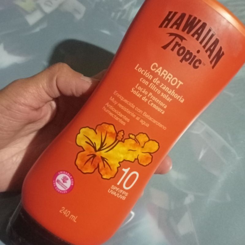 No Sealed Hawaiian Tropic Tanning lotion Carrot sunscreen SPF 10 Tropical โลชั่นกันแดด อาบแดด ผิวแทน