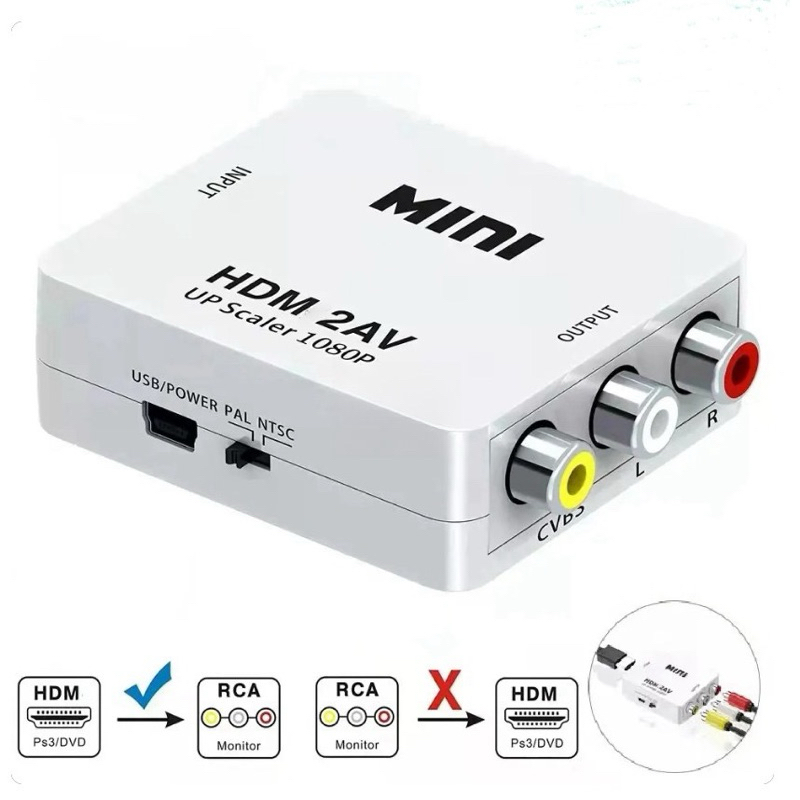 HDMI TO AV RCA CVSB L/R Video Scaler อะแดปเตอร์แปลง HDMI 1080P Video Box Converter TO AV ร้านคนไทย ส่งของไวมาก