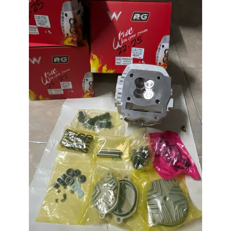 ฝาสูบ RG 4วาล์ว V 22-25 บ่าเหล็ก ใส่W125 S,R,Iบังลม W125I NEW ปลาวาฬ LED,MSX125(ฝาสูบ RG 4วาล์วV 22-