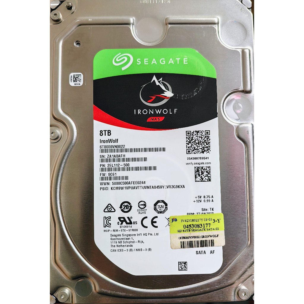 8TB IRON WOLF SEAGATE NAS มือสอง ใช้งานปกติ ประกัน30วัน