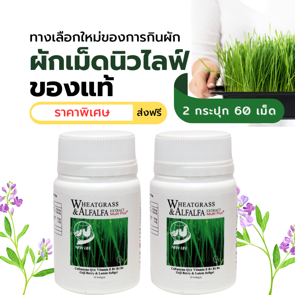 ผักเม็ดนิวไลฟ์ ของแท้ต้นฉบับ เสริมภูมิ บำรุงสมองดูแลดวงตา by Newlife แบบ 2 กระปุก 60 เม็ด