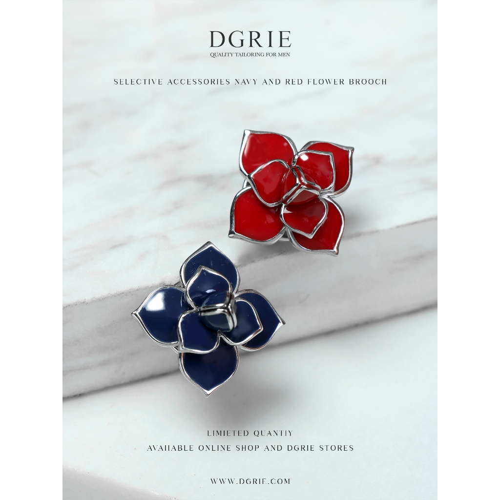 3d Navy Flower Brooch - เข็มกลัดดอกไม้สีน้ำเงิน 3 มิติ - รูปที่ 2