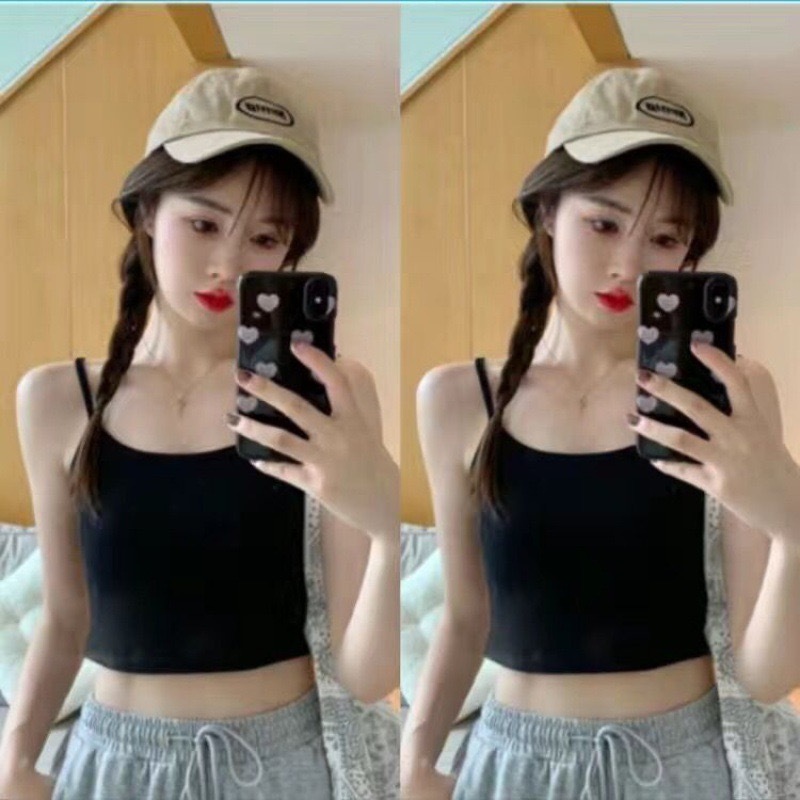 🔥เสื้อสายเดี่ยวขาวดำฟรีไซส์ สามารถใส่ออกไปข้างนอกได้ Fashion Vest Worn Outside HBDD