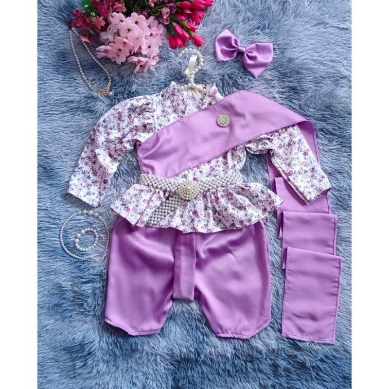 ชุดไทยเด็กจิตรลดาลายดอก แขนยาว จิตรสไบดอก - รูปที่ 5