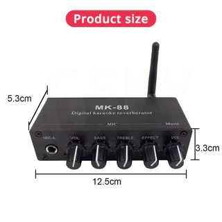 MK88 ปรีไมค์เอฟเฟคแท้ DC12V อินพุตไมโครโฟนคู่ มีบูลธูทในตัว.เครื่องมิกเซอร์คาราโอเกะ ปรีใมค์ MK-88
