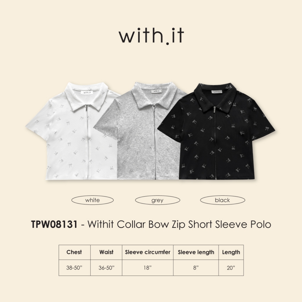 with.ti.store- TPW08131 เสื้อโบว์ซิปแขนสั้น