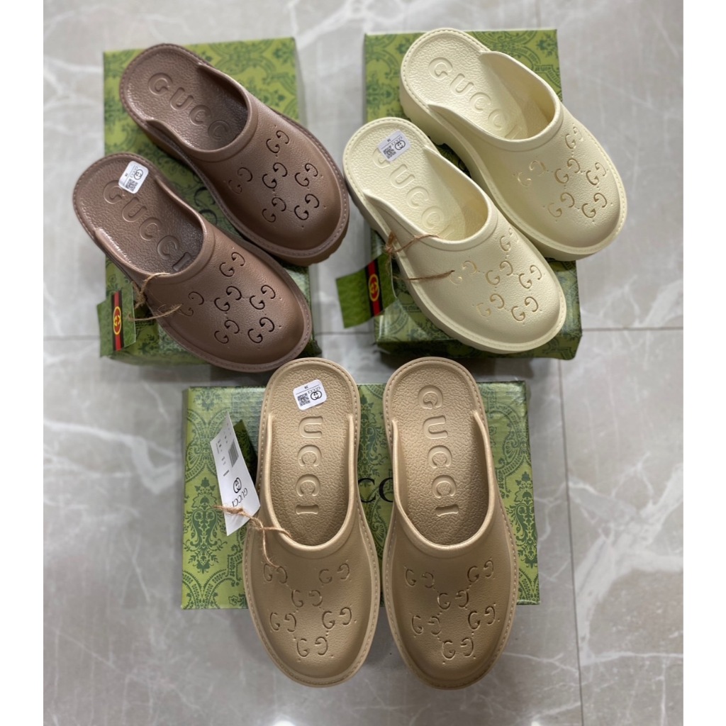 🌈จัดโปรลด50🌟G-U-C-C-I Mules รองเท้าแตะผู้หญิง เสริมส้น5CM นุ่มใส่สบาย 📸