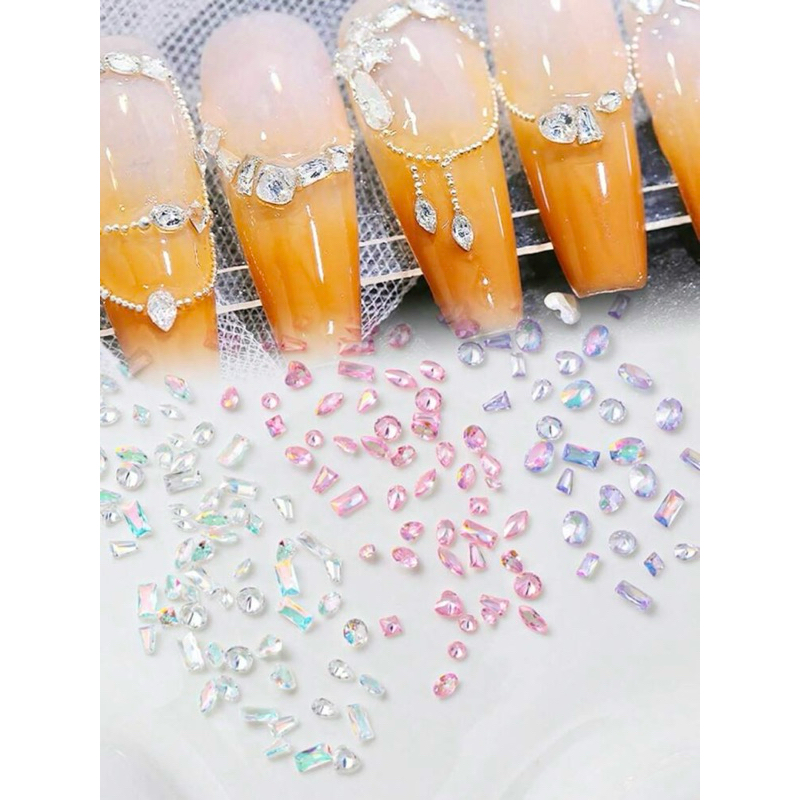 AC.840 ร้านไทย แพ็ค 10 ชิ้น พร้อมส่ง พลอยไซส์จิ๋วสำหรับแต่งเล็บ มีให้เลือก 3 สี ใส,ชมพู,ม่วง