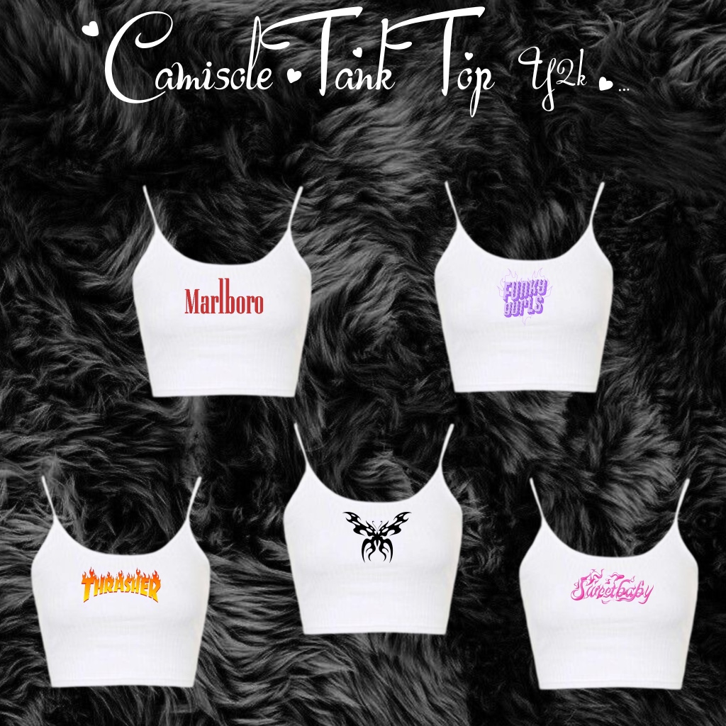 สายเดี่ยวสีขาวแบบ Y2K รุ่น Camisole Tank Top Y2K
