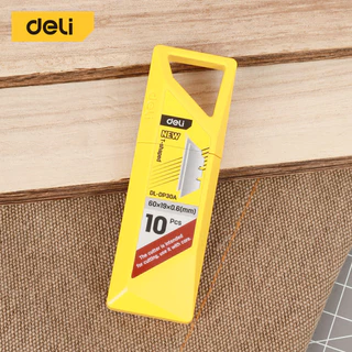 Deli ใบมีดคัตเตอร์ ใบมีด ขนาดเล็ก คม จำนวน 10ใบ พร้อมกล่องบรรจุ สำหรับเปลี่ยน Knife Blade