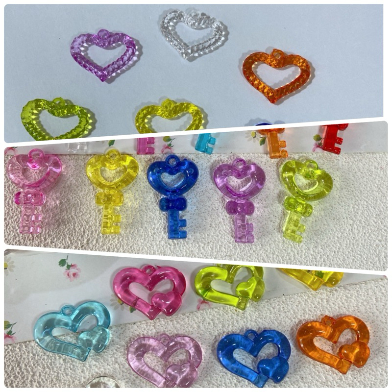 จี้ทรงใหญ่หลากสีใส A075  มีหลายแบบ จี้ลูกปัดdiy