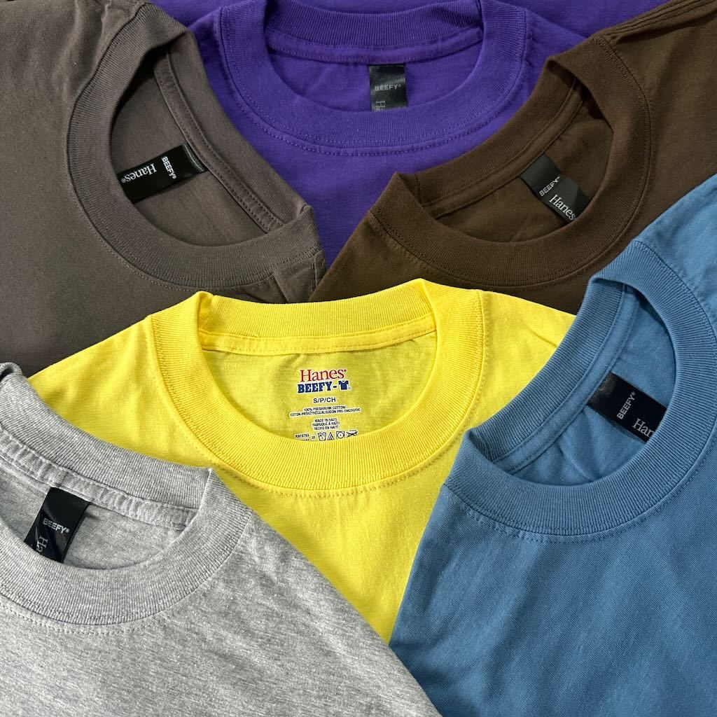 Hanes Beefy Crew T-Shirt 6.1 oz เสื้อยืดคอกลมคละสี  สินค้านำเข้าจาก USA Made in Haiti