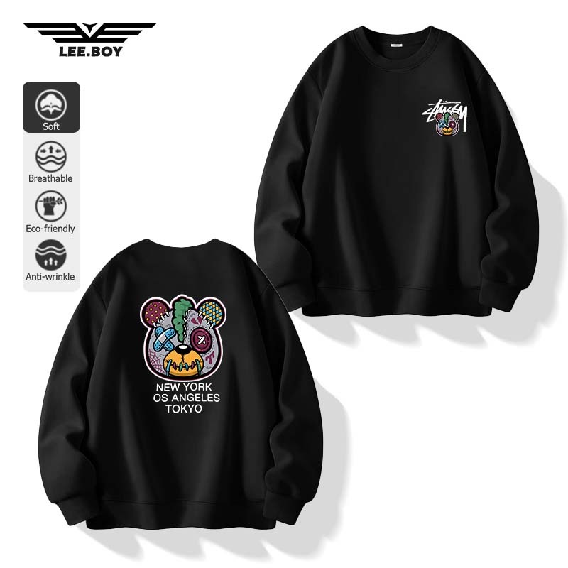 กันลม Sweatshirts ใส่สบาย ไม่หด พิมพ์อินเทรนด์ที่เรียบง่าย ผ้าฝ้ายไซส์ใหญ่สำหรับผู้ชาย ตัดเย็บดี (ส่งเร็ว จัดส่งจากไทย)