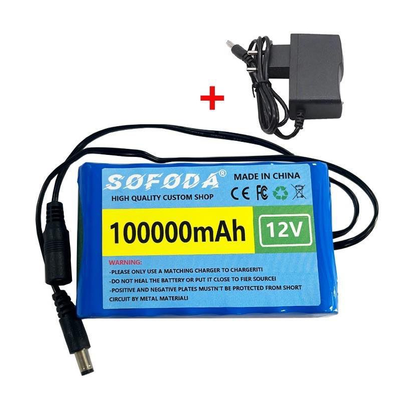 แบตเตอรี่ลิเธียม 12V 30AH/100AH  แบตเตอรี่ 1000W  E-bike 12.6V BMS + charger แบตเตอรี่ไอออน Battery 